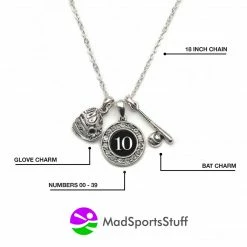 MadSportsStuff Jewelry Girls Softball Necklace With Jersey Number (Available In 39 Numbers)