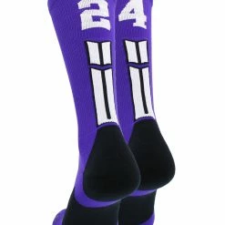 MadSportsStuff Purple Player ID Custom Number Crew Socks For Basketball Lacrosse Volleyball Boys And Girls Volleyball Socks