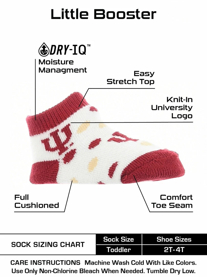 New ๐ TCK Indiana Hoosiers Toddler ๐งฆ Socks Low Cut Little Fan ๐ 3 TCK Indiana Hoosiers Toddler Socks Low Cut Little Fan