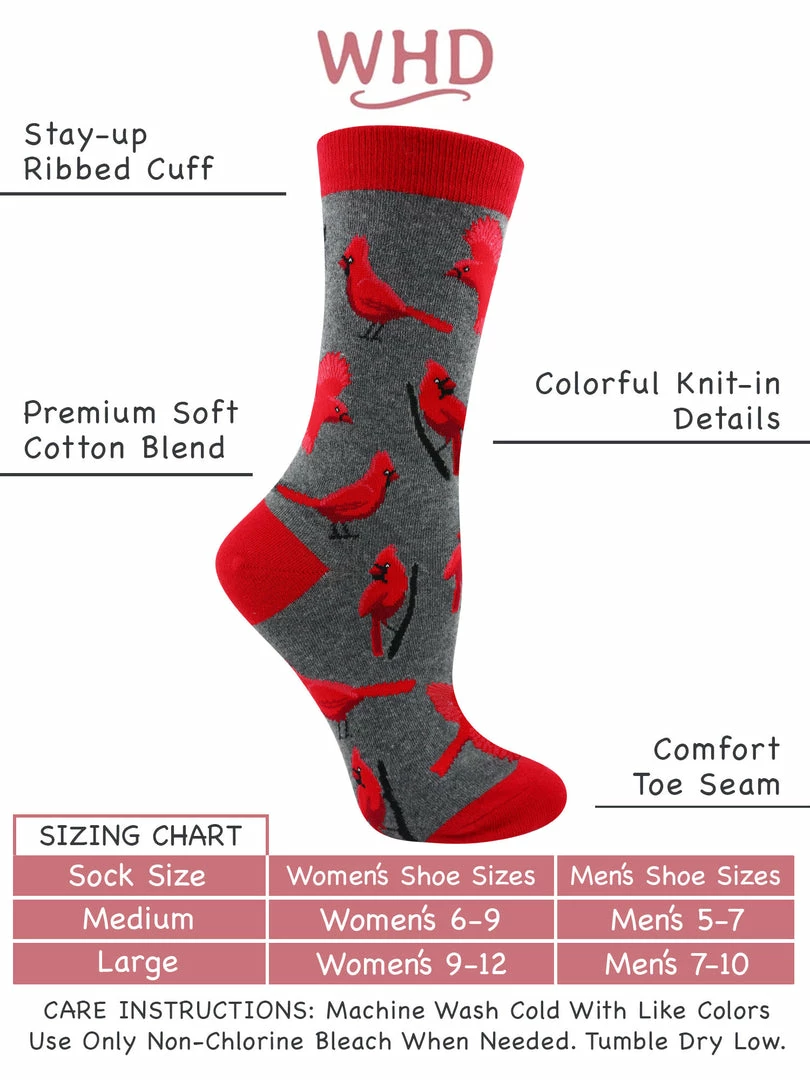 Buy ๐ WHD Crazy ๐งฆ Socks - Crew Cardinal Bird ๐งฆ Socks For ๐ฉ Women Gift For Bird Lovers ๐ 3 WHD Crazy Socks - Crew Cardinal Bird Socks For Women Gift For Bird Lovers