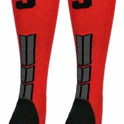 New ๐ MadSportsStuff Red And Black Player ID Custom Number Over The Calf ๐งฆ Socks For ๐ฅ Softball โพ Baseball Football Boys And ๐ง Girls โพ Baseball ๐งฆ Socks ๐ 202 MadSportsStuff Red And Black Player ID Custom Number Over The Calf Socks For Softball Baseball Football Boys And Girls Baseball Socks