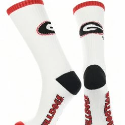 TCK Georgia Bulldogs Socks Basic Crew White Socks