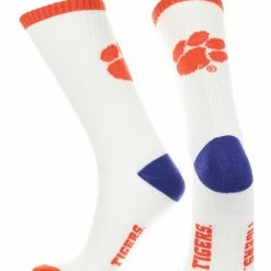 TCK All Schools Clemson Tigers Socks Basic Crew White Socks