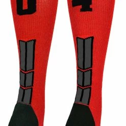 New ๐ MadSportsStuff Red And Black Player ID Custom Number Over The Calf ๐งฆ Socks For ๐ฅ Softball โพ Baseball Football Boys And ๐ง Girls โพ Baseball ๐งฆ Socks ๐ 180 MadSportsStuff Red And Black Player ID Custom Number Over The Calf Socks For Softball Baseball Football Boys And Girls Baseball Socks