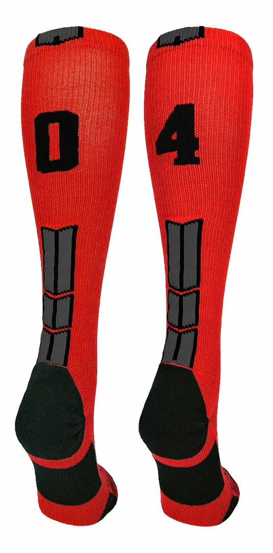 New ๐ MadSportsStuff Red And Black Player ID Custom Number Over The Calf ๐งฆ Socks For ๐ฅ Softball โพ Baseball Football Boys And ๐ง Girls โพ Baseball ๐งฆ Socks ๐ 75 MadSportsStuff Red And Black Player ID Custom Number Over The Calf Socks For Softball Baseball Football Boys And Girls Baseball Socks