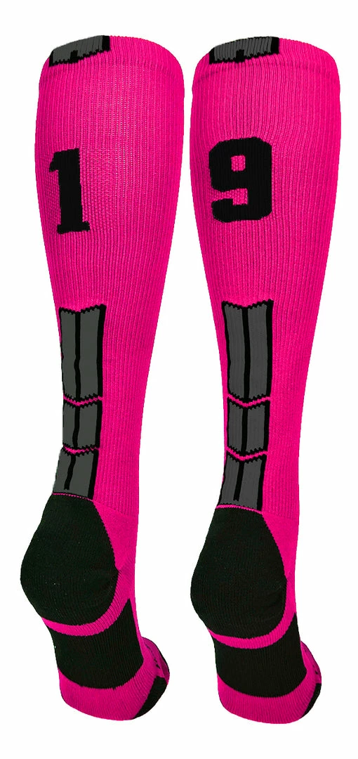 Best Sale ๐ MadSportsStuff โพ Baseball ๐งฆ Socks Neon Pink And Black Player ID Custom Number Over The Calf ๐งฆ Socks For ๐ฅ Softball โพ Baseball Football Boys And ๐ง Girls โจ 60 MadSportsStuff Baseball Socks Neon Pink And Black Player ID Custom Number Over The Calf Socks For Softball Baseball Football Boys And Girls