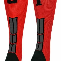 New ๐ MadSportsStuff Red And Black Player ID Custom Number Over The Calf ๐งฆ Socks For ๐ฅ Softball โพ Baseball Football Boys And ๐ง Girls โพ Baseball ๐งฆ Socks ๐ 144 MadSportsStuff Red And Black Player ID Custom Number Over The Calf Socks For Softball Baseball Football Boys And Girls Baseball Socks