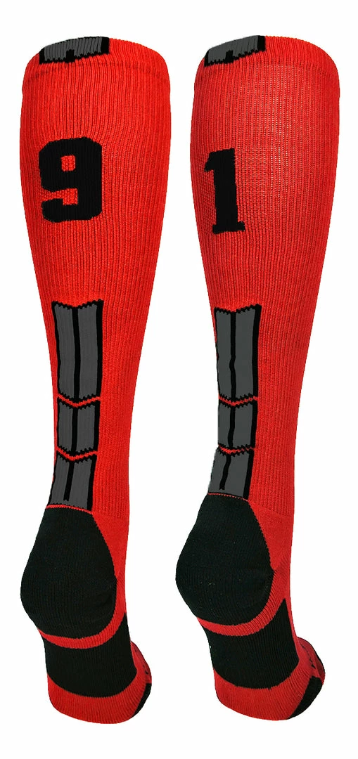 New ๐ MadSportsStuff Red And Black Player ID Custom Number Over The Calf ๐งฆ Socks For ๐ฅ Softball โพ Baseball Football Boys And ๐ง Girls โพ Baseball ๐งฆ Socks ๐ 39 MadSportsStuff Red And Black Player ID Custom Number Over The Calf Socks For Softball Baseball Football Boys And Girls Baseball Socks