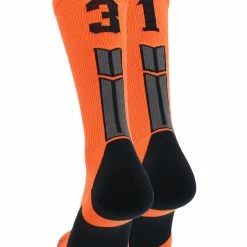 Brand new 😀 MadSportsStuff Orange And Black Player ID Custom Number Crew 🧦 Socks For 🏀 Basketball Lacrosse Volleyball Boys And 👧 Girls 🤩 202 MadSportsStuff Orange And Black Player ID Custom Number Crew Socks For Basketball Lacrosse Volleyball Boys And Girls