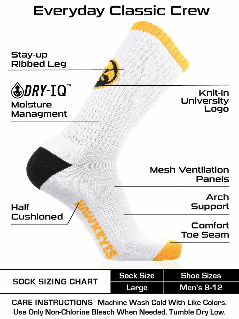 Best reviews of ⌛ TCK All Schools Iowa Hawkeyes 🧦 Socks Basic Crew White 🧦 Socks ❤️ 3 TCK All Schools Iowa Hawkeyes Socks Basic Crew White Socks