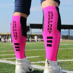 MadSportsStuff Pink Ribbon Breast Cancer Awareness Support Athletic Over The Calf Socks