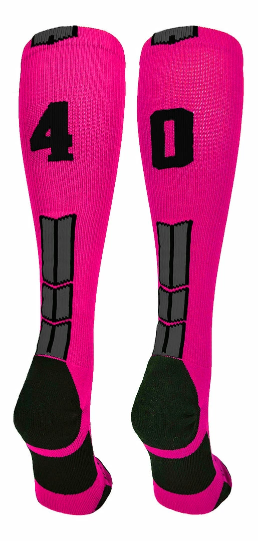Discount ๐ฅ MadSportsStuff Neon Pink And Black Player ID Custom Number Over The Calf ๐งฆ Socks For ๐ฅ Softball โพ Baseball Football Boys And ๐ง Girls โพ Baseball ๐งฆ Socks ๐ 90 MadSportsStuff Neon Pink And Black Player ID Custom Number Over The Calf Socks For Softball Baseball Football Boys And Girls Baseball Socks