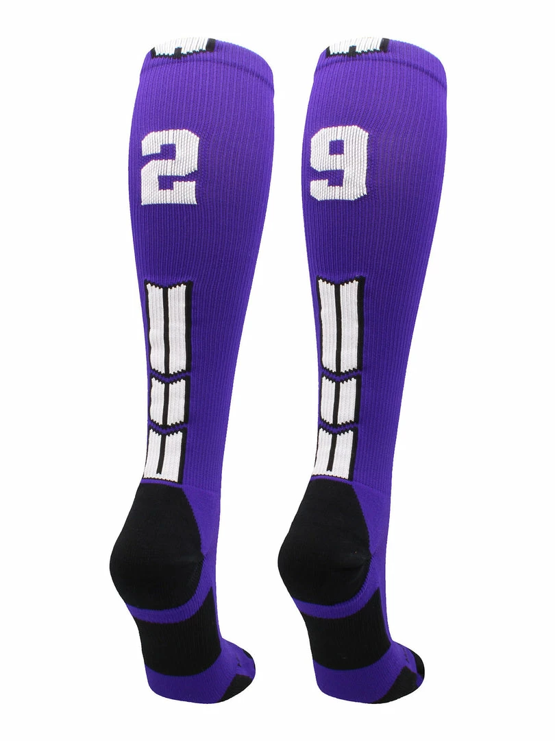 New โ๏ธ MadSportsStuff Purple Player ID Custom Number Over The Calf ๐งฆ Socks For ๐ฅ Softball โพ Baseball Football Boys And ๐ง Girls ๐ 101 MadSportsStuff Purple Player ID Custom Number Over The Calf Socks For Softball Baseball Football Boys And Girls