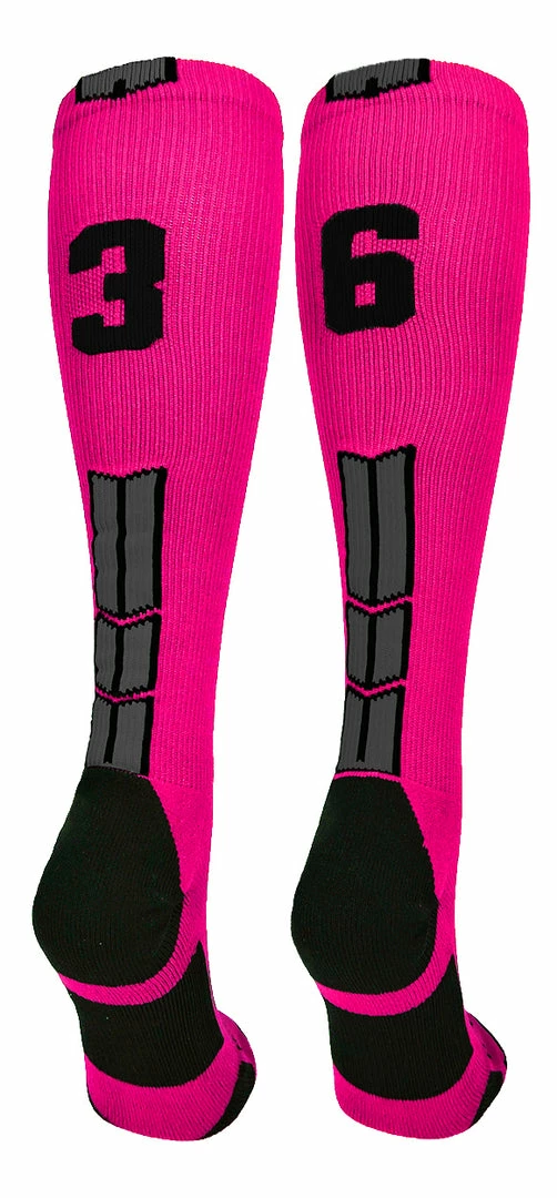 Discount ๐ฅ MadSportsStuff Neon Pink And Black Player ID Custom Number Over The Calf ๐งฆ Socks For ๐ฅ Softball โพ Baseball Football Boys And ๐ง Girls โพ Baseball ๐งฆ Socks ๐ 105 MadSportsStuff Neon Pink And Black Player ID Custom Number Over The Calf Socks For Softball Baseball Football Boys And Girls Baseball Socks