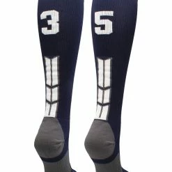 MadSportsStuff Navy Player ID Custom Number Over The Calf Socks For Softball Baseball Football Boys And Girls Softball Socks
