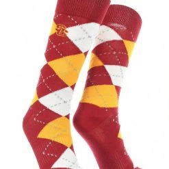 TCK USC Trojans Argyle Dress Socks NCAA Fanwear Crew Length
