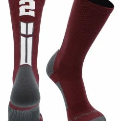 MadSportsStuff Maroon Player ID Custom Number Crew Socks For Basketball Lacrosse Volleyball Boys And Girls