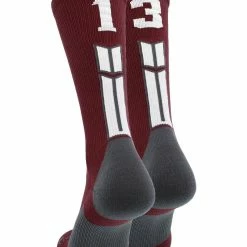 MadSportsStuff Maroon Player ID Custom Number Crew Socks For Basketball Lacrosse Volleyball Boys And Girls Volleyball Socks