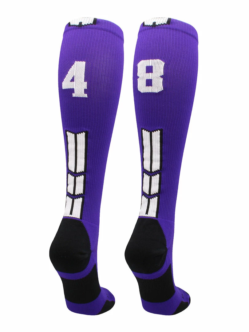 New โ๏ธ MadSportsStuff Purple Player ID Custom Number Over The Calf ๐งฆ Socks For ๐ฅ Softball โพ Baseball Football Boys And ๐ง Girls ๐ 57 MadSportsStuff Purple Player ID Custom Number Over The Calf Socks For Softball Baseball Football Boys And Girls