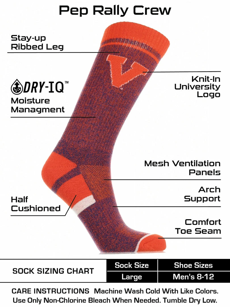 Discount ๐ฅ TCK Virginia Cavaliers ๐งฆ Socks Victory Parade Crew Length ๐ 3 TCK Virginia Cavaliers Socks Victory Parade Crew Length