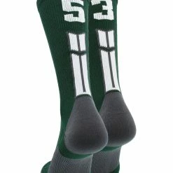 MadSportsStuff Dark Green Player ID Custom Number Crew Socks For Basketball Lacrosse Volleyball Boys And Girls Volleyball Socks