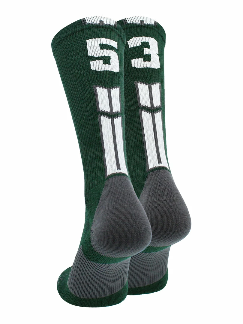 Buy โ๏ธ MadSportsStuff Dark Green Player ID Custom Number Crew ๐งฆ Socks For ๐ Basketball Lacrosse Volleyball Boys And ๐ง Girls ๐ 26 MadSportsStuff Dark Green Player ID Custom Number Crew Socks For Basketball Lacrosse Volleyball Boys And Girls