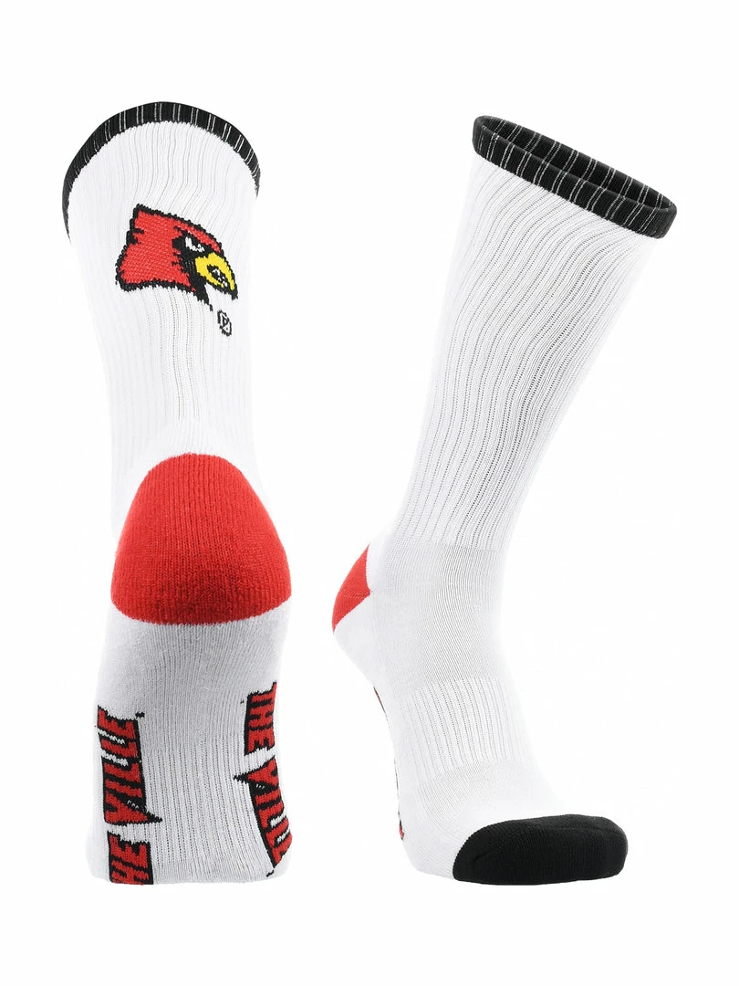 Hot Sale ✔️ TCK Louisville Cardinals 🧦 Socks Basic Crew White 🧦 Socks All Schools 🥰 4 TCK Louisville Cardinals Socks Basic Crew White Socks All Schools