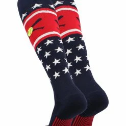 TCK Patriotic USA Softball Socks With Softball Bats Logo