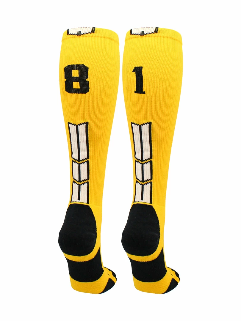 Brand new ๐ MadSportsStuff Gold Player ID Custom Number Over The Calf ๐งฆ Socks For ๐ฅ Softball โพ Baseball Football Boys And ๐ง Girls ๐ฅ Softball ๐งฆ Socks ๐ 48 MadSportsStuff Gold Player ID Custom Number Over The Calf Socks For Softball Baseball Football Boys And Girls Softball Socks