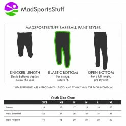 MadSportsStuff Youth Baseball Pants Elastic Bottom Boys Basic Line