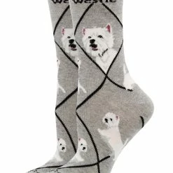 WHD Crazy Socks - Crew Westie Socks For Women Gift For Dog Lovers