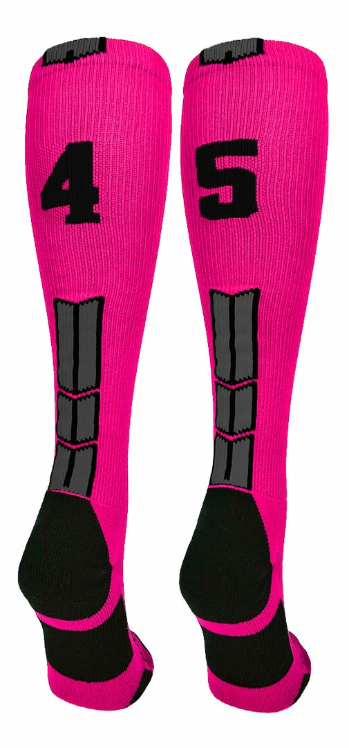 Discount ๐ฅ MadSportsStuff Neon Pink And Black Player ID Custom Number Over The Calf ๐งฆ Socks For ๐ฅ Softball โพ Baseball Football Boys And ๐ง Girls โพ Baseball ๐งฆ Socks ๐ 85 MadSportsStuff Neon Pink And Black Player ID Custom Number Over The Calf Socks For Softball Baseball Football Boys And Girls Baseball Socks