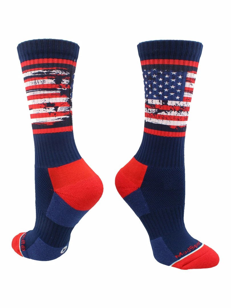 Flash Sale ๐ MadSportsStuff Distressed USA Flag Patriotic Athletic Crew ๐งฆ Socks ๐ Basketball ๐งฆ Socks โญ 1 MadSportsStuff Distressed USA Flag Patriotic Athletic Crew Socks Basketball Socks