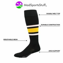 MadSportsStuff Dugout 3 Stripe Baseball Socks Over The Calf Length Pattern E