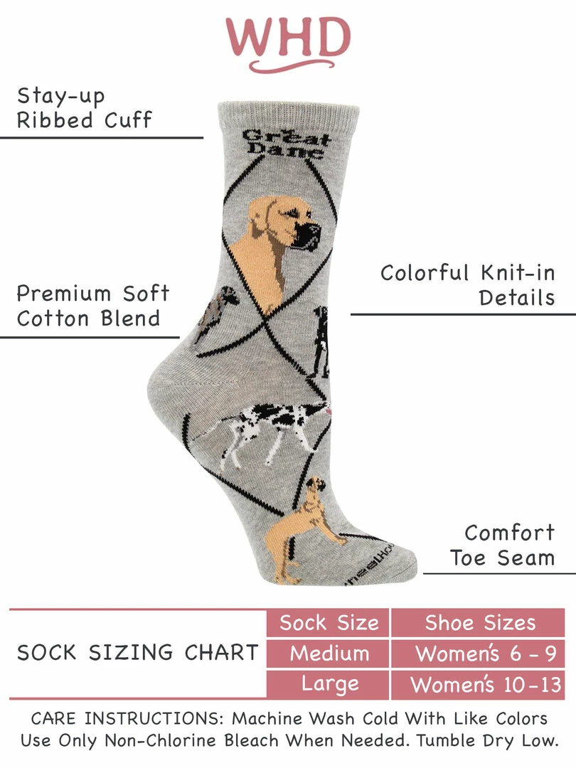 Discount ๐ WHD Crazy ๐งฆ Socks - Crew Great Dane ๐งฆ Socks For ๐ฉ Women Gift For ๐ Dog Lovers ๐ 3 WHD Crazy Socks - Crew Great Dane Socks For Women Gift For Dog Lovers