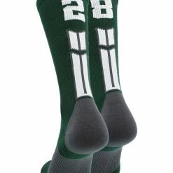 MadSportsStuff Volleyball Socks Dark Green Player ID Custom Number Crew Socks For Basketball Lacrosse Volleyball Boys And Girls