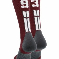 MadSportsStuff Maroon Player ID Custom Number Crew Socks For Basketball Lacrosse Volleyball Boys And Girls Volleyball Socks