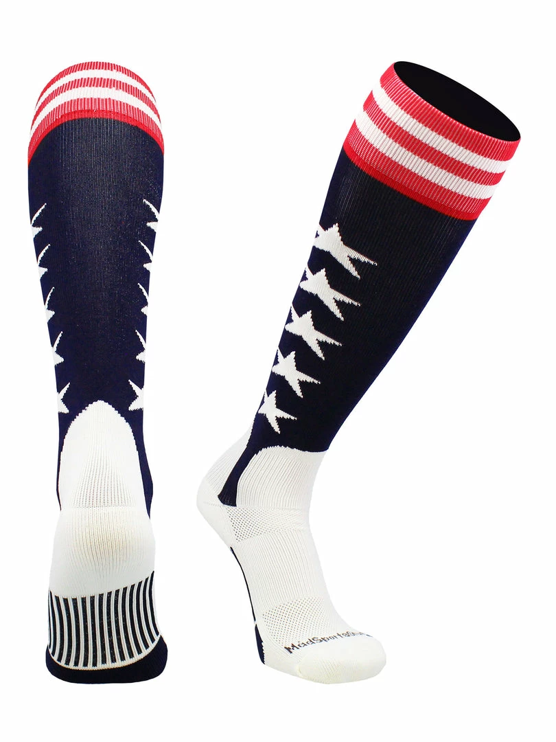 Outlet ๐ฏ MadSportsStuff USA Flag โพ Baseball Patriotic Stirrups ๐งฆ Socks With Stars And Stripes ๐ 8 MadSportsStuff USA Flag Baseball Patriotic Stirrups Socks With Stars And Stripes