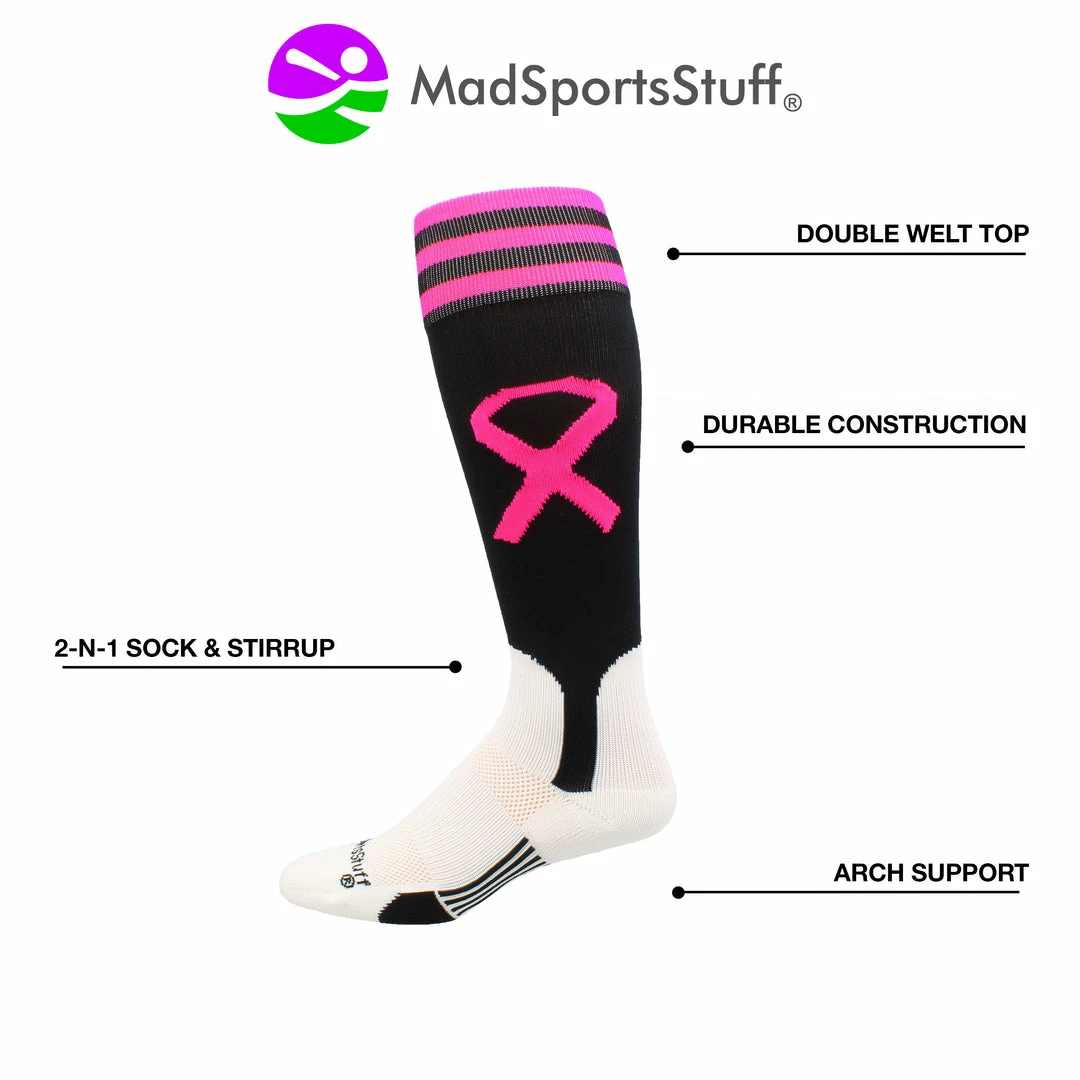 Top 10 🎉 MadSportsStuff Pink Ribbon Breast Cancer Awareness ⚾ Baseball Stirrup 🧦 Socks ⚾ Baseball 🧦 Socks ❤️ 3 MadSportsStuff Pink Ribbon Breast Cancer Awareness Baseball Stirrup Socks Baseball Socks
