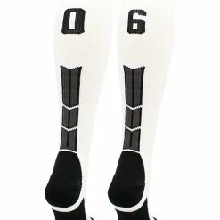 MadSportsStuff White Player ID Custom Number Over The Calf Socks For Softball Baseball Football Boys And Girls