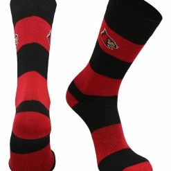 TCK All Schools Louisville Cardinals Socks Game Day Striped Crew Socks