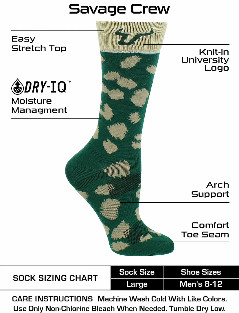 Brand new ๐ TCK All Schools USF Bulls ๐งฆ Socks ๐ฉ Womens Savage Crew ๐งฆ Socks ๐ 3 TCK All Schools USF Bulls Socks Womens Savage Crew Socks