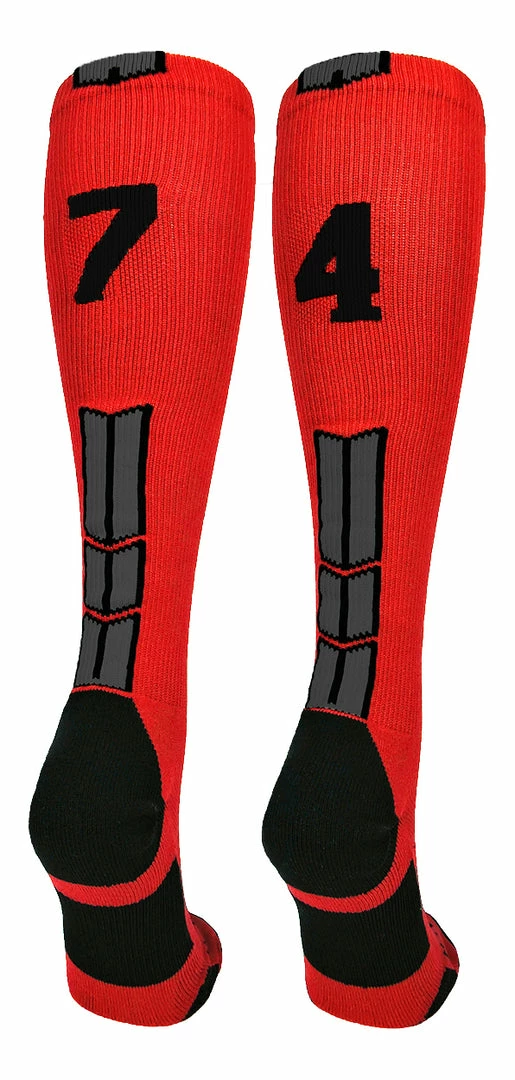 New ๐ MadSportsStuff Red And Black Player ID Custom Number Over The Calf ๐งฆ Socks For ๐ฅ Softball โพ Baseball Football Boys And ๐ง Girls โพ Baseball ๐งฆ Socks ๐ 31 MadSportsStuff Red And Black Player ID Custom Number Over The Calf Socks For Softball Baseball Football Boys And Girls Baseball Socks