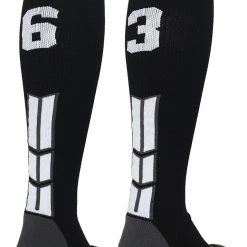 MadSportsStuff Black Player ID Custom Number Over The Calf Socks For Softball Baseball Football Boys And Girls