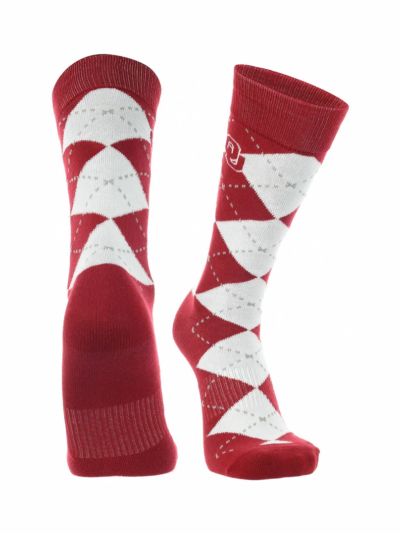 Best Sale โ๏ธ TCK OU Oklahoma Sooners Argyle ๐ Dress ๐งฆ Socks NCAA Fanwear Crew Length All Schools ๐ 4 TCK OU Oklahoma Sooners Argyle Dress Socks NCAA Fanwear Crew Length All Schools