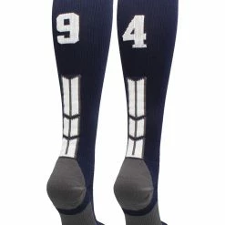 MadSportsStuff Navy Player ID Custom Number Over The Calf Socks For Softball Baseball Football Boys And Girls Softball Socks