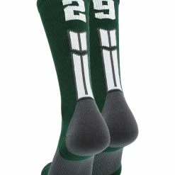 MadSportsStuff Dark Green Player ID Custom Number Crew Socks For Basketball Lacrosse Volleyball Boys And Girls Volleyball Socks