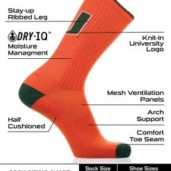 Outlet โ TCK Miami Hurricanes ๐งฆ Socks Campus Legend Crew Length All Schools ๐ 6 TCK Miami Hurricanes Socks Campus Legend Crew Length All Schools