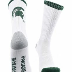TCK Michigan State Spartans Socks Basic Crew White Socks