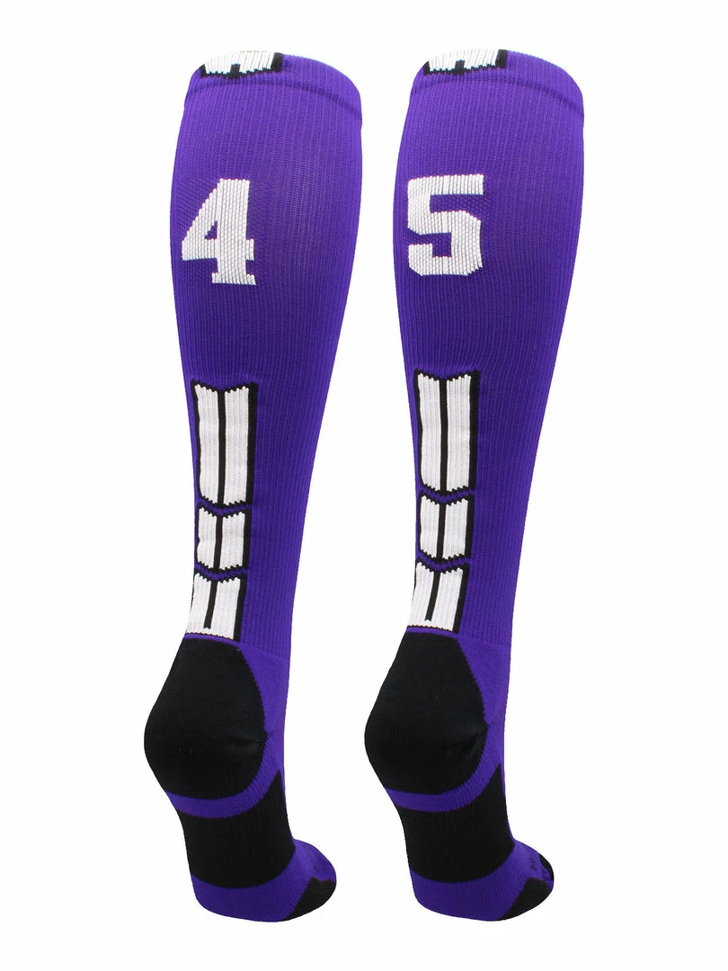 New โ๏ธ MadSportsStuff Purple Player ID Custom Number Over The Calf ๐งฆ Socks For ๐ฅ Softball โพ Baseball Football Boys And ๐ง Girls ๐ 85 MadSportsStuff Purple Player ID Custom Number Over The Calf Socks For Softball Baseball Football Boys And Girls